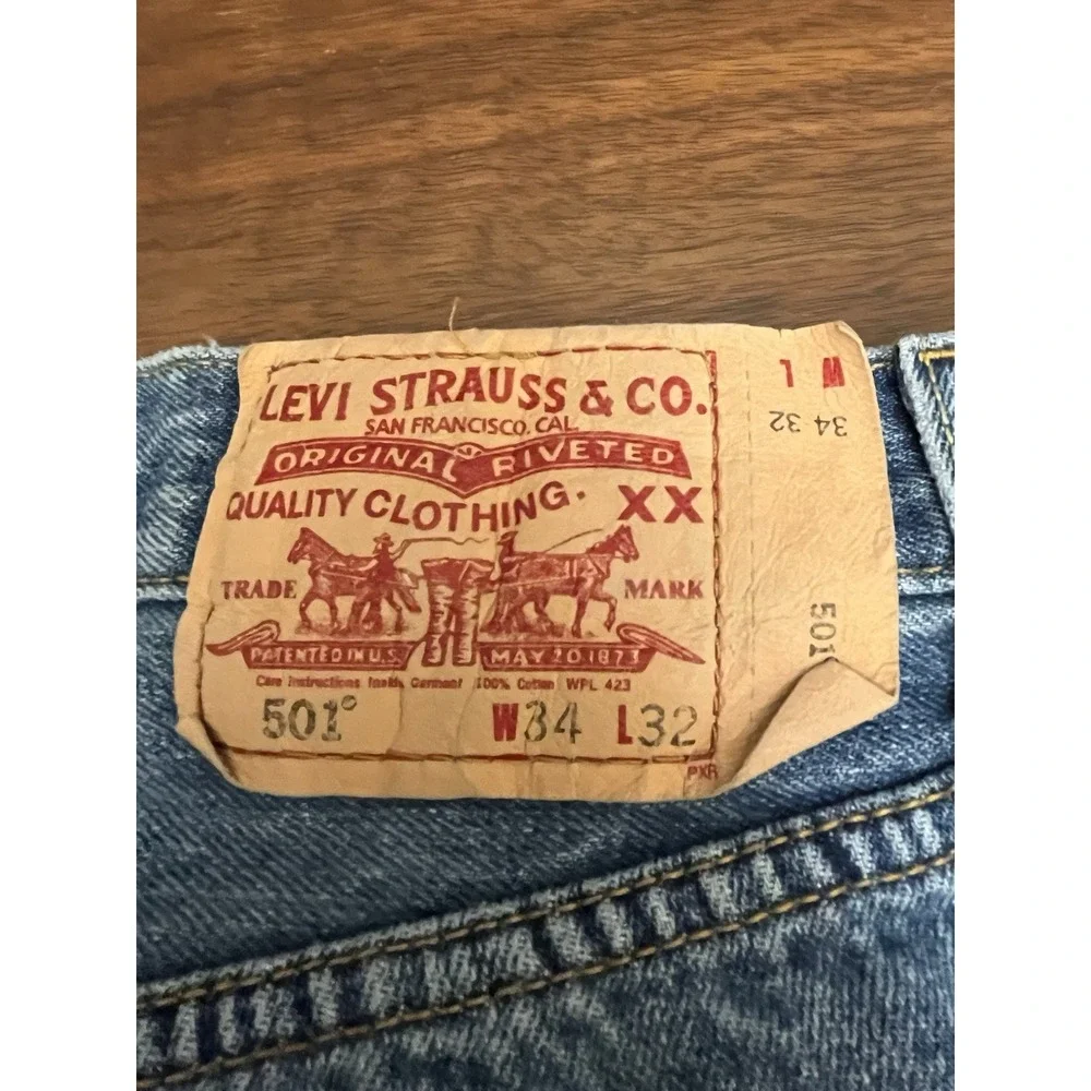 Levi's 501 Men's 34x32 Y2K Straight Jeans Blue Denim Medium Wash Button Fly
